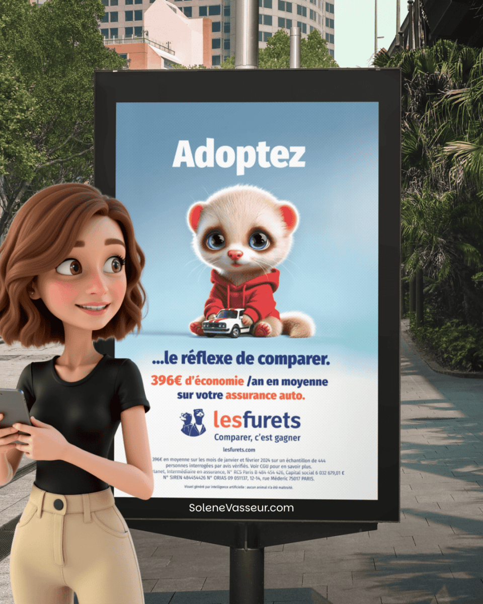 Affiche avatar IA les furets mascotte par Solene Vasseur SUP de COM